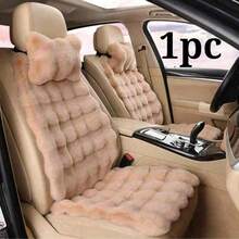1pc Warm & Fluffy Plush Car Seat Cushion, Soft & Comfortable, Winter Car Seat Cover, Non-Slip Bottom, Ideal For Long-Distance Driving And Road Trips, Suitable For Driver And Passenger - Beige - View 8