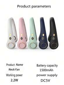 New Portable Bladeless Neck Fan, 5th Generation Slouchy USB Rechargeable Mini Fan, Vortex Air Outlet, 5-Speed Adjustment, LED Digital Display - Neck Fan - View 9