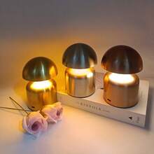 1pc Wireless Touch Control LED Lamp, Modern Macaron Mushroom Shaped Light, 3-Color Dimmable Bedside Lamp, Rechargeable Night Light, Suitable For Bedroom, Living Room, Home Decor And Gift - DunDun Table Lamp - Model a - View 9