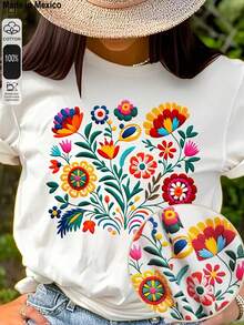 Women's Casual Printed T-Shirt, Short Sleeve And Round Neck, Local Urban Fashion Spring/Summer. Women's Blouses, Women's T-Shirts. 180g (S-XXXL) - 白色的 - 查看 1