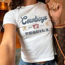 Camiseta de Bebé Bordada con Texto Personalizado, Camiseta Minimalista Personalizada, Camiseta Ajustada Estética para Mujer, Camiseta con Nombre Bonito, Regalo para Ella - Blanco - Ver 1