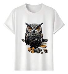 Owl T-Shirts On Dark Rock - 白色 - 查看 1