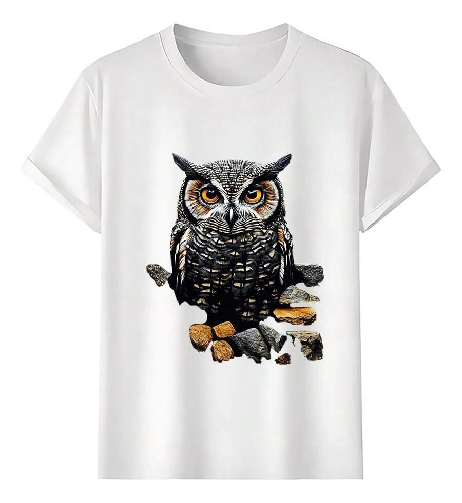 Owl T-Shirts On Dark Rock - 白色 - 查看 1