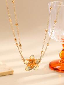1pc Fashion Sexy Bohemian Style Double Layer Floral Chain Adjustable Waist Chain, Suitable For Daily Wear, Party, Dance, Beach And Bikini Body Jewelry Accessory - Yellow Gold - View 4