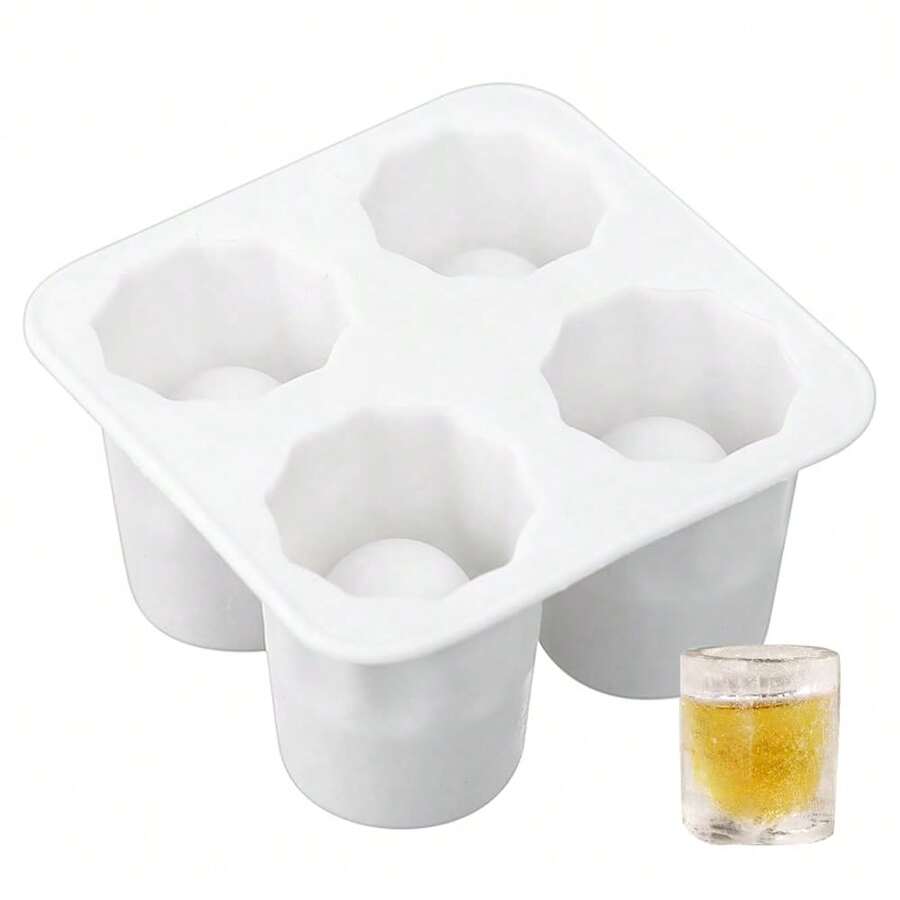 1.75英吋冰塊烈酒杯托盤 - 可製作4個烈酒杯：適合商業酒吧或居家使用 - 由耐用黑色矽膠製成 - 可機洗