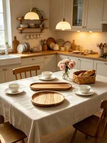 1/2PCS Oval/Asymmetrical Round Solid Wood Tray, Serving Tray, Restaurant Serving Tray, Wooden Tray, Dessert Plate, Candy Plate, Perfect For Restaurant, Camping And Outdoor Use, Easy To Clean, Polished Finish, Kitchen Storage, Suitable For Father's Day, Thanksgiving, Easter - View 4