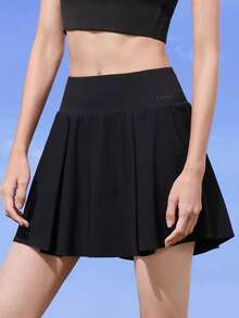 CAMEL CROWN Women's Outdoor Tennis Skirt, Summer Sun Protection, Quick-Dry, Anti-Exposure, Solid Color Casual Sports Training Skirt - Phantom Black - View 4