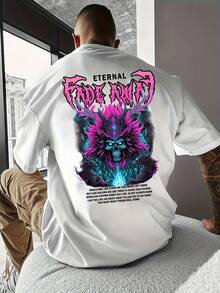 A Comfortable, Breathable, And Slightly Stretchy Y2K-Style Men's Casual T-Shirt With A Druid Warrior Print Featuring Deer Antlers, Perfect For Indoor And Outdoor Activities. - 黑色 - 查看 6