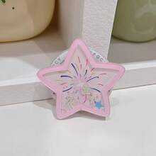 1pc Cute Pink Star Magnetic Phone Stand, Colorful Fireworks Acrylic Phone Grip, Fun Rocking Accessory With Girly Charm - Multicolor - View 6