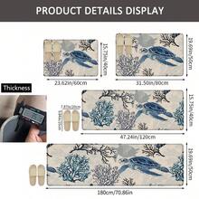 1pc Turtle Linen Rubber Kitchen Mat, Bathroom Non-Slip Pad, Door Mat And 2D Printed Rectangular Rug, Suitable For Living Room, Bedroom, Hallway, Bathroom And Laundry Room, Suitable For Indoor And Outdoor Home Decor - Multicolor - View 3