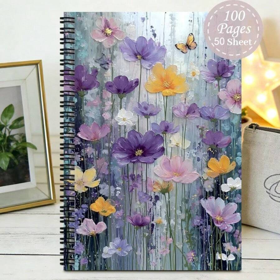 1pc Fashion Spiral Notebook, Suitable For Travel Journal, Humorous Office Planner, Dot Grid Study Planner, Meeting Notes, Perfect As Party Gift, Birthday Gift For Female Friends, Sisters And Mothers - H - View 1