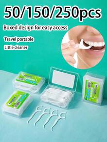 50pcs Deep Cleaning Floss Picks, Portable Disposable Dental Floss Sticks For Good Oral Care, Suitable For Travel And Daily Life, Essential Item - Multicolor - View 1