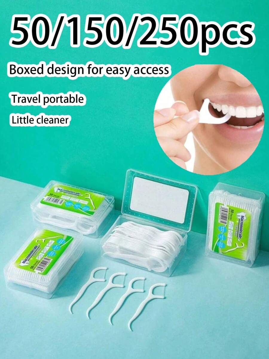50pcs Deep Cleaning Floss Picks, Portable Disposable Dental Floss Sticks For Good Oral Care, Suitable For Travel And Daily Life, Essential Item - Multicolor - View 1