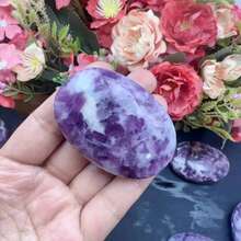 1件天然紫色鋰雲母水晶心形/掌心雕刻，紫色雲母石，水晶收藏家的理想禮物，家居裝飾，感恩節 - 彩色 - 查看 12