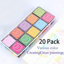 20pcs Assorted Ink Pads - Washable, Suitable For Crafts, Scrapbooking And Various Activities, Vibrant Colors, Art Projects | Ink Pads, Fun DIY, Back To School, Stationery - Multicolor - View 2