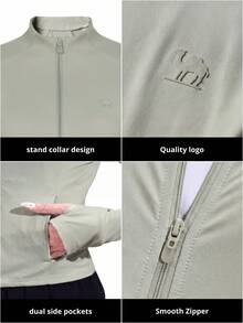 CAMEL CROWN Women's Stand Collar Sun Protection Shirt, Slim Fit Short Sun Protective Jacket For Summer - Cold Tea Gray - View 9