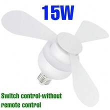 20W LED 靜音吸頂扇燈 附遙控器 E27/E26 燈泡 內嵌式 3 種模式 85V-265V 適用於居家 客廳 臥室 書房 宿舍 桌上 雙層床 辦公室照明 夏季露營帳篷 涼爽小風扇 低噪音 靜音無刷馬達 15W - LED Fan light - 查看 12