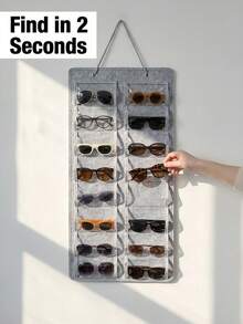 16-Piece Pocketed Felt Glasses Hanging Bag Wall-Mounted Glasses Organiser, Dust-Proof Eyewear Storage Bag Eyeglass Storage Box Multi-Function Hanging Rack Multi-Functional Hanging Jewellery Storage Pouch For Multipurpose Use In Closet/Bedroom - Multicolor - View 15