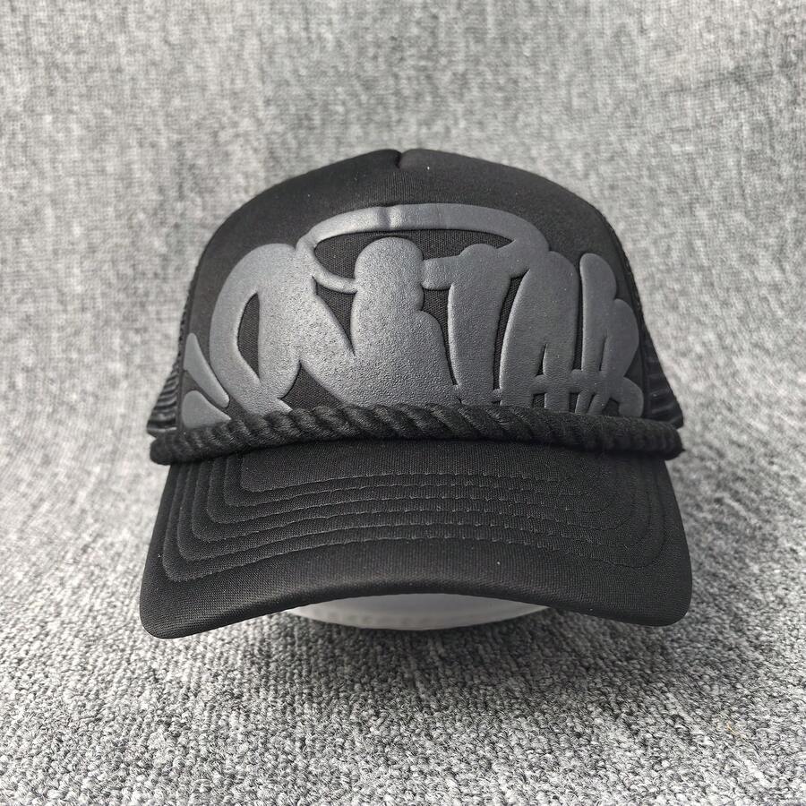 Buchstaben Trucker Cap High Street Hip-Hop Stil Schwarze Stern Baseballkappe Lässig Outdoor Mesh Verstellbar Dad Hat Unisex - Schwarz - Übersicht 1