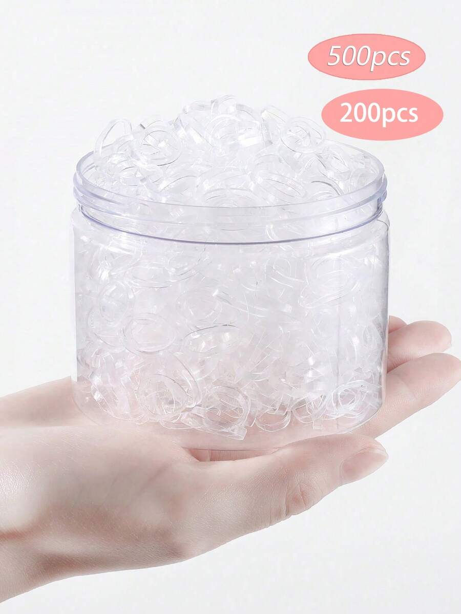 200/500pcs Girls Hair Ties With Box, Small Elastic Hair Bands For Ponytail, Thick Large Rubber Hair Rings, Daily Use Hair Accessories - Multicolor - View 1