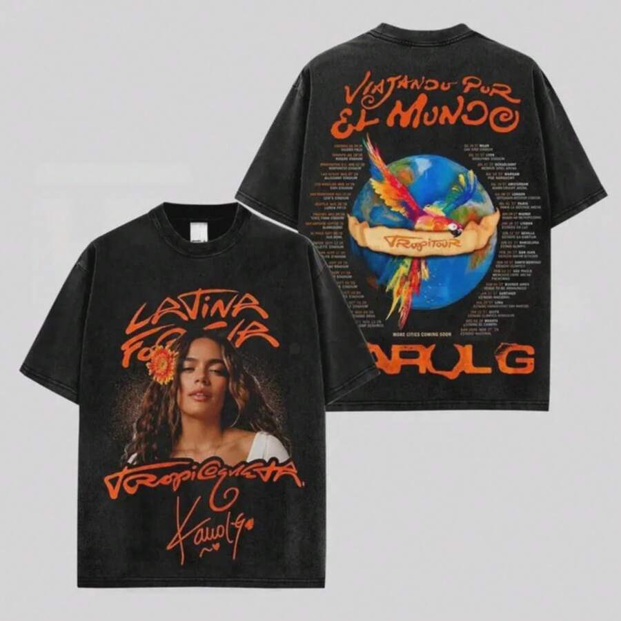 Camiseta del Concierto Viajando Por El Mundo Tropitour 2026 - Estilo - Ver 1