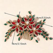 1pc Matching Rhinestone Flower Headband With Crystal Leaf, Gold-Tone Hair Accessory For Performance, Street Style, Bridal,Elegant,Party - Multicolor - View 5
