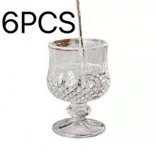 12/6/4/2/1pc Diamond/Butterfly Pattern 40ML Stemmed Glass Cups, Transparent & Refractive, High-Aesthetic Mini One-Sip Teacups, Tall Stem Design Prevents Overdrinking - Clear - View 14