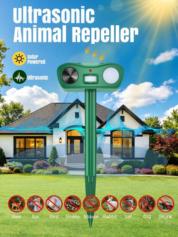 Repelente de animales ultrasónico alimentado por energía solar, disuasor de gatos para exteriores con sensor de movimiento, disuasor de gatos impermeable, capacidad de batería: 2000mAh, repele ardillas, perros, mapaches, mofetas, perros, ardillas, conejos, ciervos, zorros disuasor