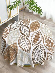 1 pieza Mantel con estampado de patrón de hojas geométricas, mantel de poliéster impermeable de estilo moderno para mesas rectangulares y redondas, mantel con impresión digital adecuado para sala de estar, uso doméstico, mesa de comedor al aire libre, mesa redonda pequeña - Multicolor - Ver 5