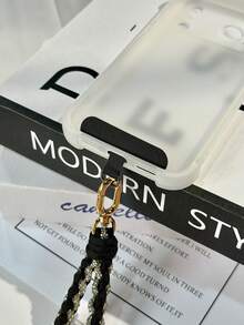 1pc Two-Tone Sparkling Rhinestone Braided Wrist Phone Lanyard/Personalized Bag Charm Pendant/Phone Case Charm - Multicolor - View 7