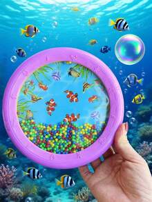 1pc Wave Drum, Instrument Simulating Wave Sounds, Stage Performance Percussion Instrument, Durable Plastic, Vivid Marine Life Design, Suitable For Relaxation And Concentration - Multicolor - View 2