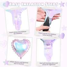 14pcs 18IN Transparent Star And Heart Foil Balloons, Iridescent Clear Accessory Balloons For Mermaid Frozen Birthday Wedding Party - View 7
