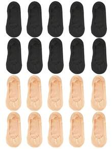 chuanwa（2） 1/5/10 Pairs Of Women's Ice Silk No-Show Breathable Invisible Non-Slip Low Cut Liner Socks , Apply To Flats & Heels - Multicolor - View 8