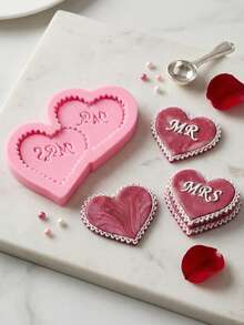 1pc Heart-Shaped And Double Heart Silicone Mold, Suitable For Cake Decoration, Valentine's Day, Wedding, Chocolate, Pudding, Candy - Multicolor - View 5