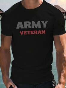 Camisetas casuales de manga corta para hombres altos y corpulentos, con estampado militar, ideales para el verano, de corte holgado. - Negro - Ver 6