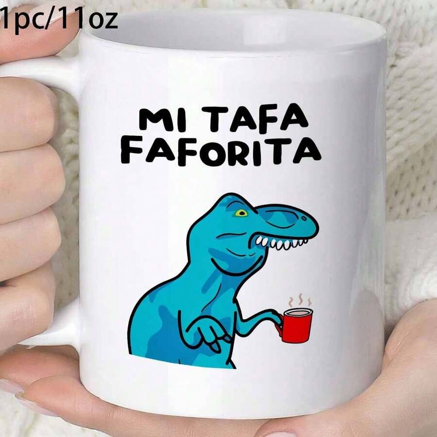 [24-Hour Delivery Within Mexico] 11oz/360ml Double-Sided Mug With A T-Rex Drinking Coffee, Suitable For Coffee Or Juice. A Great Gift For Mom And Dad, Ideal For Day Of The Dead, Christmas, Father's Day, And Mother's Day. Perfect For Camping, Home, And Office. - 1 - 查看 1