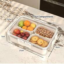 Caja Bento Dividida para Picnic y Camping al Aire Libre, Contenedor de Almacenamiento Hermético y Transparente para Frutas en Refrigerador, Caja para Condimentos y Especias, Caja de Almacenamiento Dividida Hermética para Cocina, Caja a Prueba de Humedad para Conservar Frescura - Ver 7