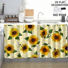 1pc, Home Decor, Sunflower Pattern Printed Table Skirt, Kitchen Small Curtain, Kitchen Cabinet Cover, With Curtain Holes, Easy To Hang, Rectangular, Machine Woven, Machine Washable, Kitchen Decoration And Accessories, Perfect For Kitchen Cabinets And Home Decor - Multicolor - View 5