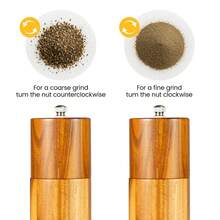 Salt Pepper Grinder Set Wooden With Base Spoon Cleaning Brush Adjustable - Brown - View 6
