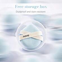 NOVO 2/3個超柔軟水滴形化妝海綿附收納盒，藍色乾濕兩用美妝蛋，柔順無瑕，適用液體、遮瑕膏、乳霜與粉底化妝工具 - 彩色 - 查看 5