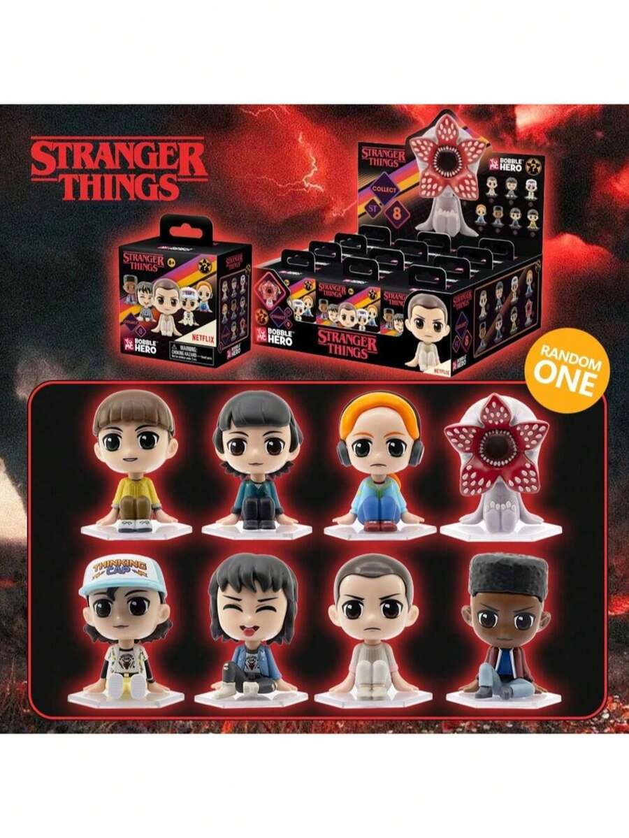 1PC Netflix Officially Licensed Stranger Things Bobble Hero Blind Box -Driven Mystery Box Eleven Mike Dustin Will Lucas Max Characters Random One Figure Model Statue Desktop Decorative Ornament Birthday Party Surprise Gift - Multicolor - View 1
