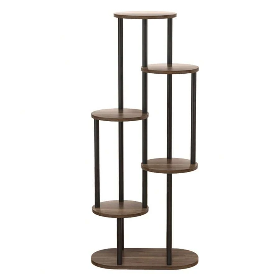 6 Layer Plant Shelf, Indoor Flower Pot Stand For Potted Plants - Black and Brown - View 1