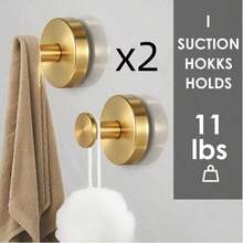 [Gancho de Ventosa Resistente] Gancho de Toalla Montado en la Pared sin Perforación - Gancho de Ventosa Resistente Adecuado para Ducha, Baño y Cocina - Puede Soportar Hasta 15 Lbs, Adecuado para Vidrio, Espejo, Azulejo, Superficies Lisas, Impermeable y Resistente a la Oxidación, Negro Mate - Almacenamiento de Esponja de Baño, Bata de Baño, Abrigo - color acero inoxidable - Ver 16