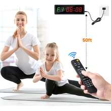 Reloj Digital Buro Led Temporizador Control Remoto De Pared - Negro 1 pieza - Ver 5