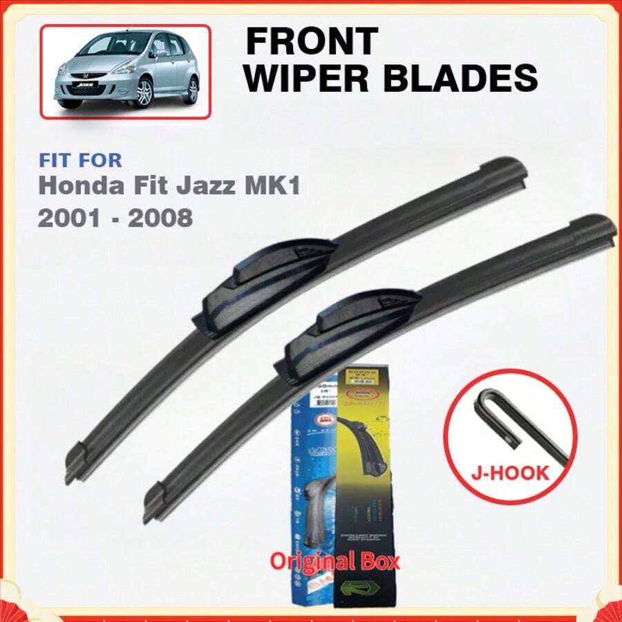 Fit Jazz MK1 GE 2001-2008, 2002 2003 2004 2005 2006 2007 前擋風玻璃雨刷膠條替換片,J型鉤式 - T0021+0014 - 查看 1