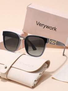 Visivana 1pc Verywork Classic Gradient Fashion Glasses, Elegant & Sophisticated Designer Eyewear For Women, Includes Storage Case & Cleaning Cloth Elegent Modern - Multicolor - View 6