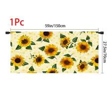 1pc, Home Decor, Sunflower Pattern Printed Table Skirt, Kitchen Small Curtain, Kitchen Cabinet Cover, With Curtain Holes, Easy To Hang, Rectangular, Machine Woven, Machine Washable, Kitchen Decoration And Accessories, Perfect For Kitchen Cabinets And Home Decor - Multicolor - View 17