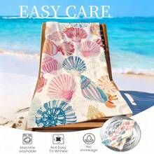 Colorful Seashell Print Microfiber Beach Towel, Absorbent Quick-Drying Lint-Free Bath Towel, Seaside Swimming Vacation Towel - A - View 6