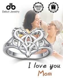 1 pieza Anillo de Plata de Ley 925 con Doble Dragón Guardián Celta, Anillo Trenzado con Nudo Celta Vintage, Unisex, Adecuado para Uso Diario, Anillo de Moda Personalizado, Regalo Perfecto para el Día de San Valentín, Día de la Madre, Festival de Música, Viene con Caja de Regalo - Dragones Gemelos Celtas - Ver 11