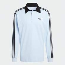 Adidas 3S PL He Yu 同款 純棉 寬鬆 橄欖球風 休閒長袖 POLO 衫 - 淺藍色 - 查看 6